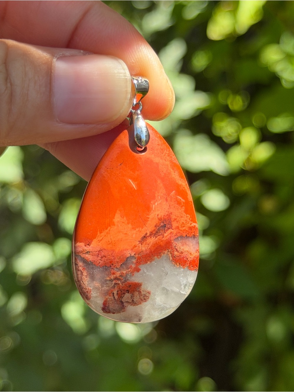 925‎ silver plated druzy teardrop red jasper pendant 2000 - Picture 6 of 7